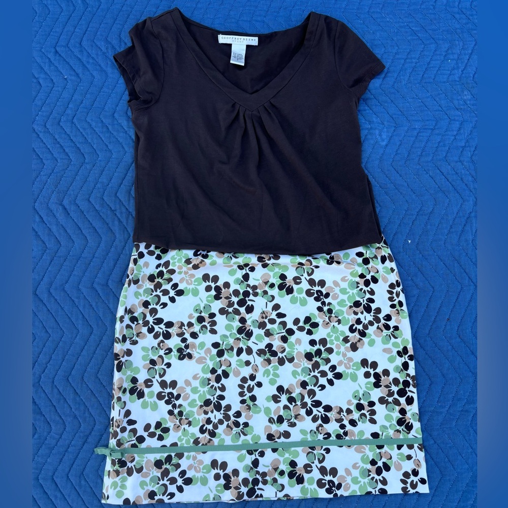 Shirt and skirt set.